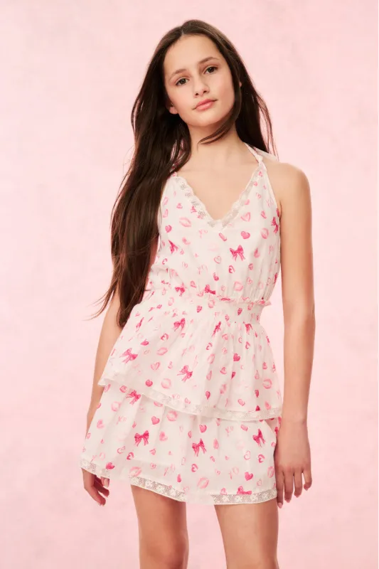 Girls Romille Bow & Kiss Print Halter Dress sold by LoveShackFancy