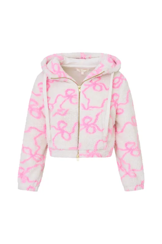 Girls Jacquel Fleece Bow Print Bomber sold by LoveShackFancy