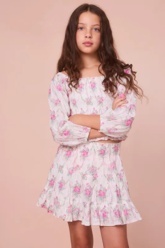 Girls Raf Cotton Floral Skirt sold by LoveShackFancy