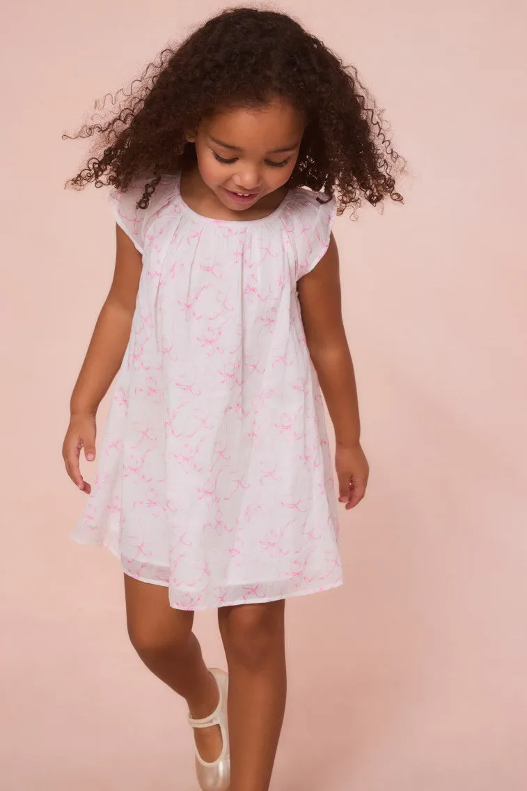 Girls Lou Bow Print Mini Dress sold by LoveShackFancy product image thumbnail 2