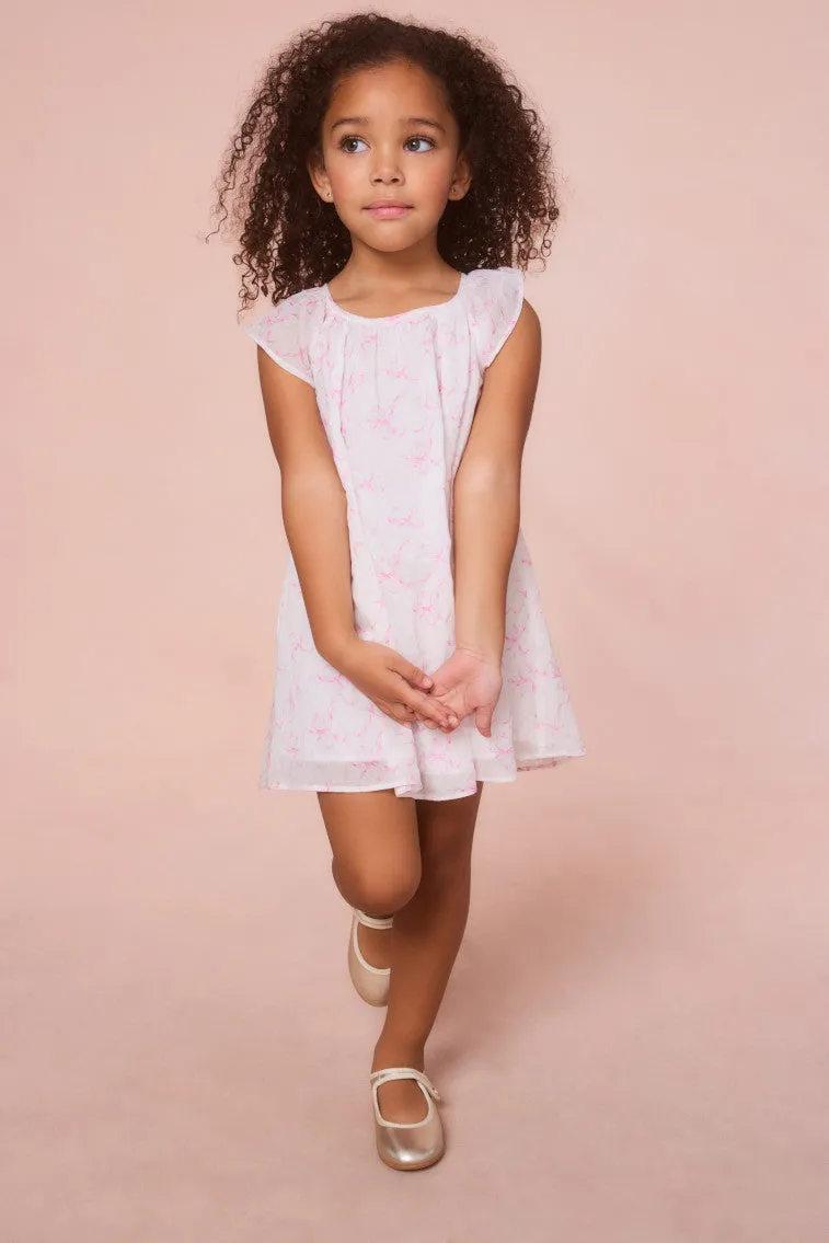 Girls Lou Bow Print Mini Dress sold by LoveShackFancy product image thumbnail 3