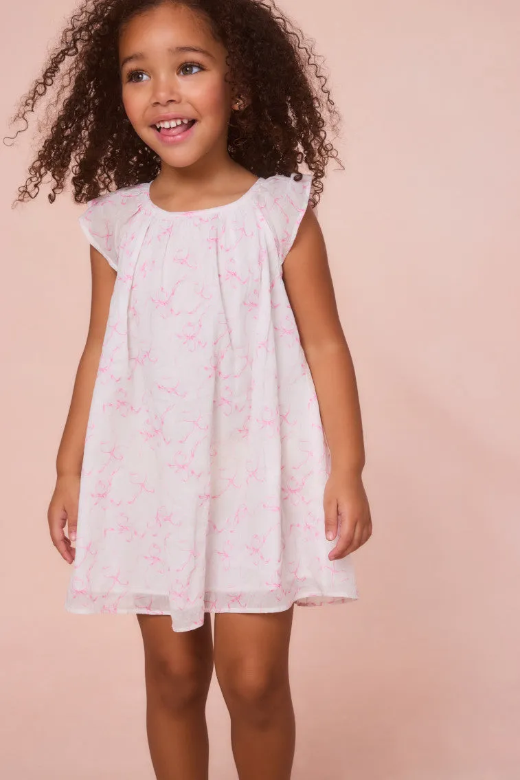 Girls Lou Bow Print Mini Dress sold by LoveShackFancy
