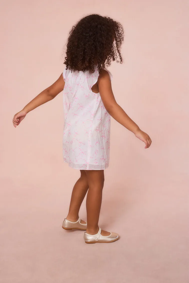 Girls Lou Bow Print Mini Dress sold by LoveShackFancy product image thumbnail 4