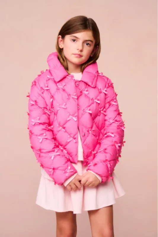 Girls Maricala Quilted Bow Jacket sold by LoveShackFancy