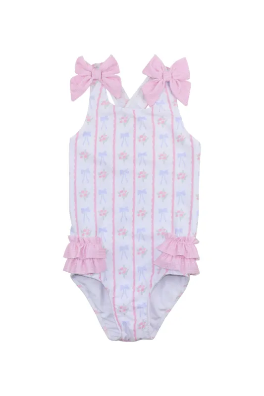 Cecil & Lou Girls Bouquest Lycra Swimsuit sold by LoveShackFancy