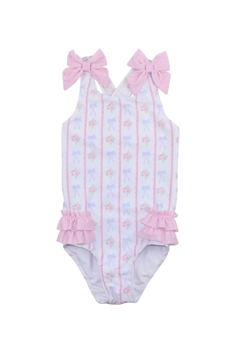 Cecil & Lou Girls Bouquest Lycra Swimsuit sold by LoveShackFancy