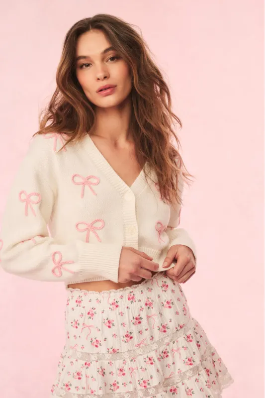 Francette Cropped Bow Cardigan sold by LoveShackFancy