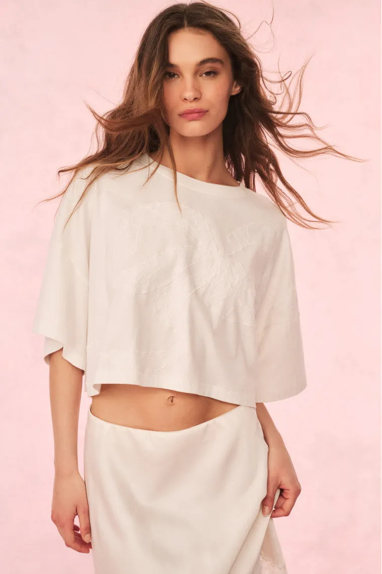 Angelle Cotton Bow Tee sold by LoveShackFancy