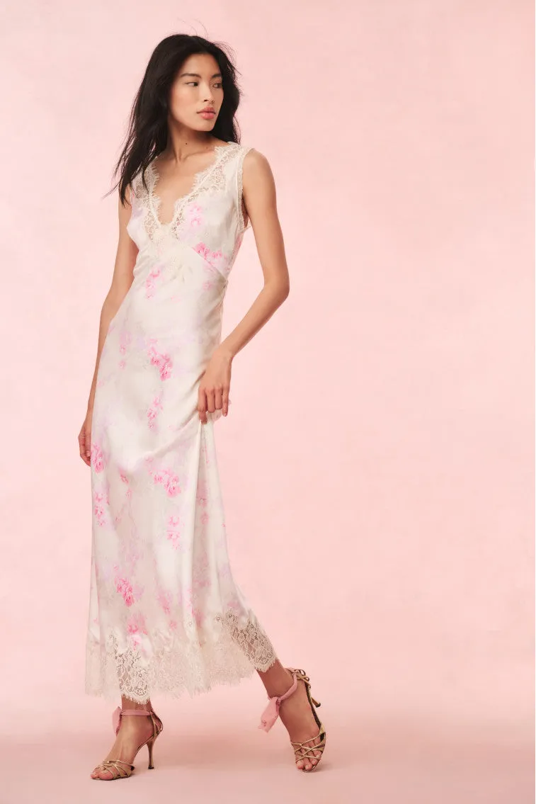 Serene Satin Lace-Trimmed Maxi Dress sold by LoveShackFancy product image thumbnail 2