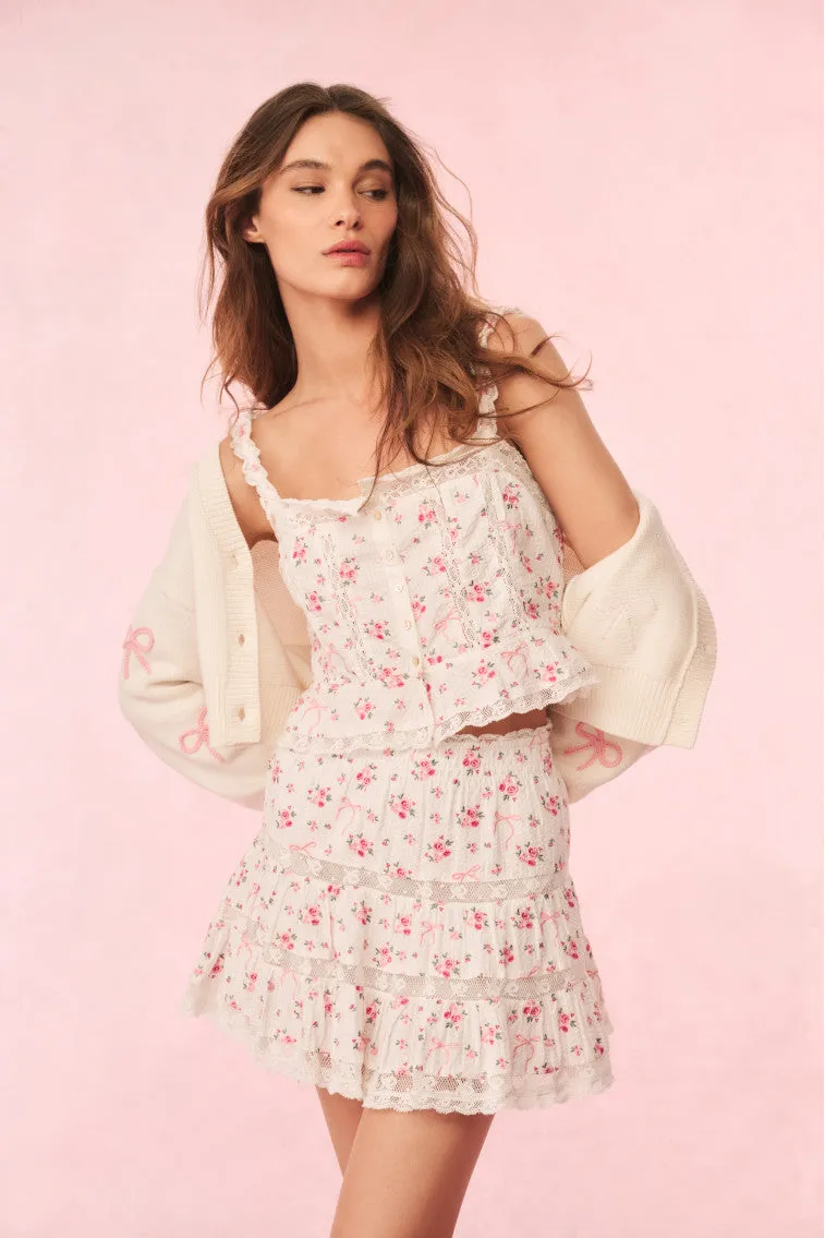 Viro Cotton Rose & Bow Mini Skirt sold by LoveShackFancy product image thumbnail 4