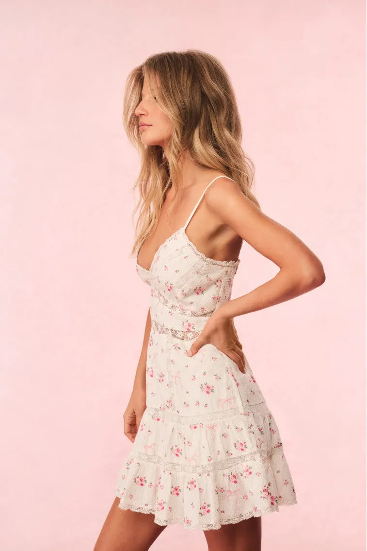 Solbina Cotton Rose & Bow Mini Dress sold by LoveShackFancy product image thumbnail 2