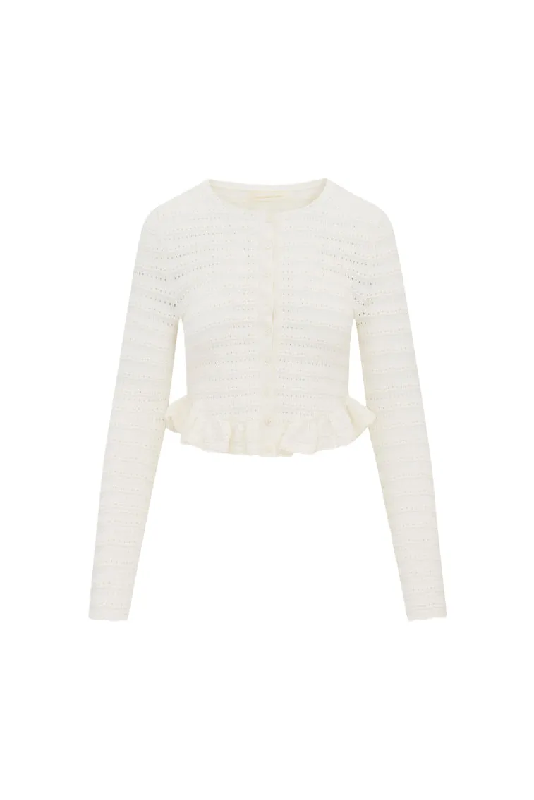 Rogan Pointelle Knit Cardigan - IVORY sold by LoveShackFancy product image thumbnail 5