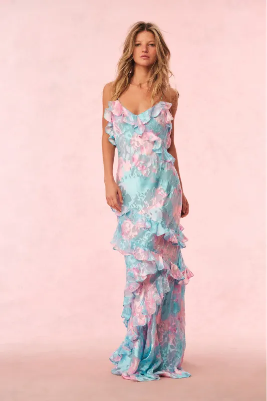 Rialto Pastel Ruffle Maxi Dress sold by LoveShackFancy