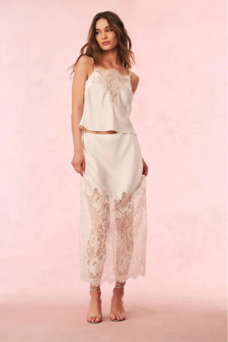 Ilene Satin Lace Maxi Skirt sold by LoveShackFancy product image thumbnail 2