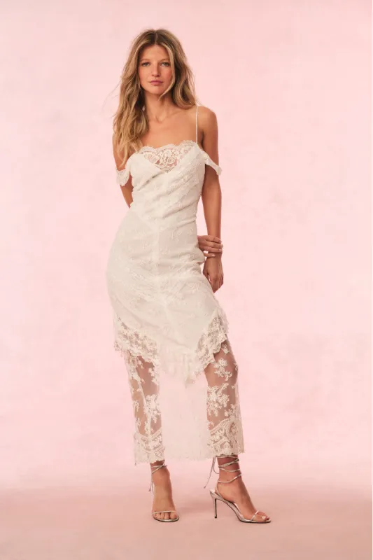 Riville Lace Off-The-Shoulder Maxi Dress sold by LoveShackFancy
