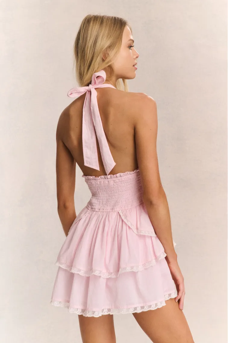 Deanna Heritage Halter Mini Dress - PINK sold by LoveShackFancy product image thumbnail 4