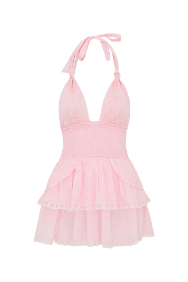 Deanna Heritage Halter Mini Dress - PINK sold by LoveShackFancy product image thumbnail 5