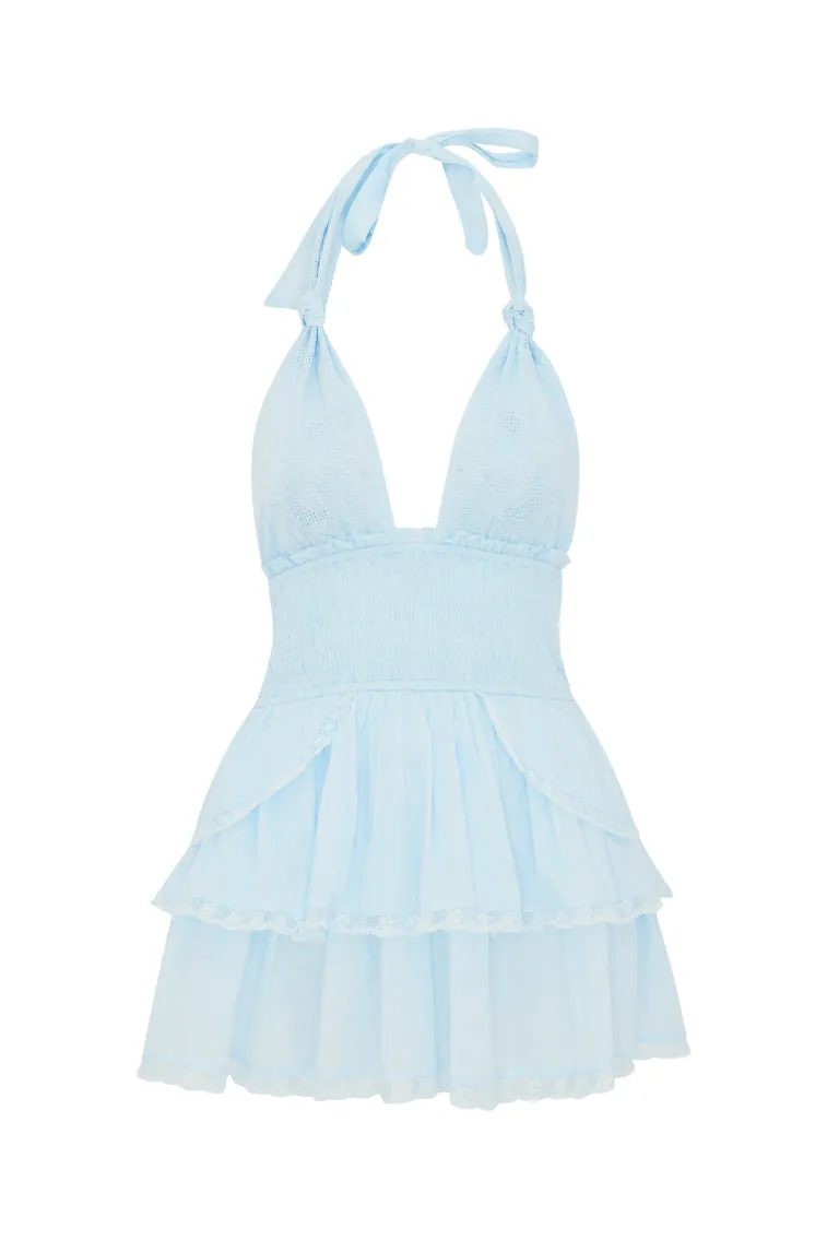 Deanna Heritage Halter Mini Dress - BLUE sold by LoveShackFancy product image thumbnail 5