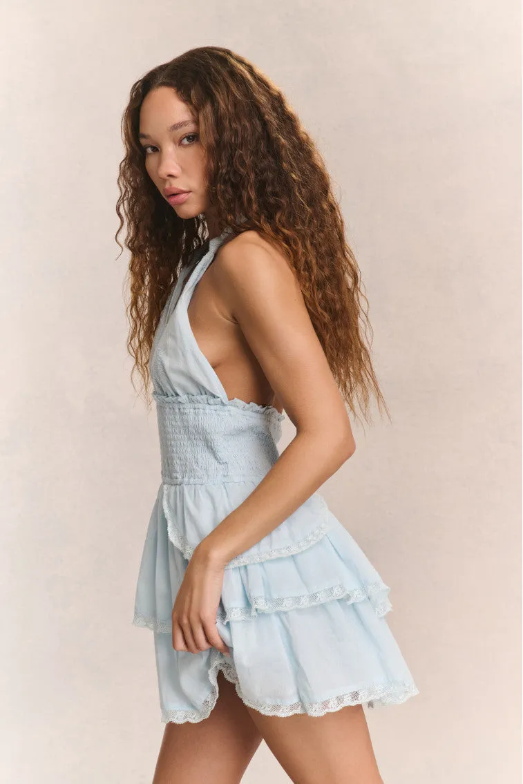 Deanna Heritage Halter Mini Dress - BLUE sold by LoveShackFancy product image thumbnail 3