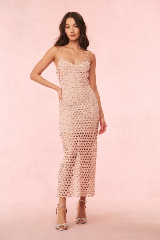 Lunaria Rhinestone Cotton Lace Maxi Dress made by LoveShackFancy