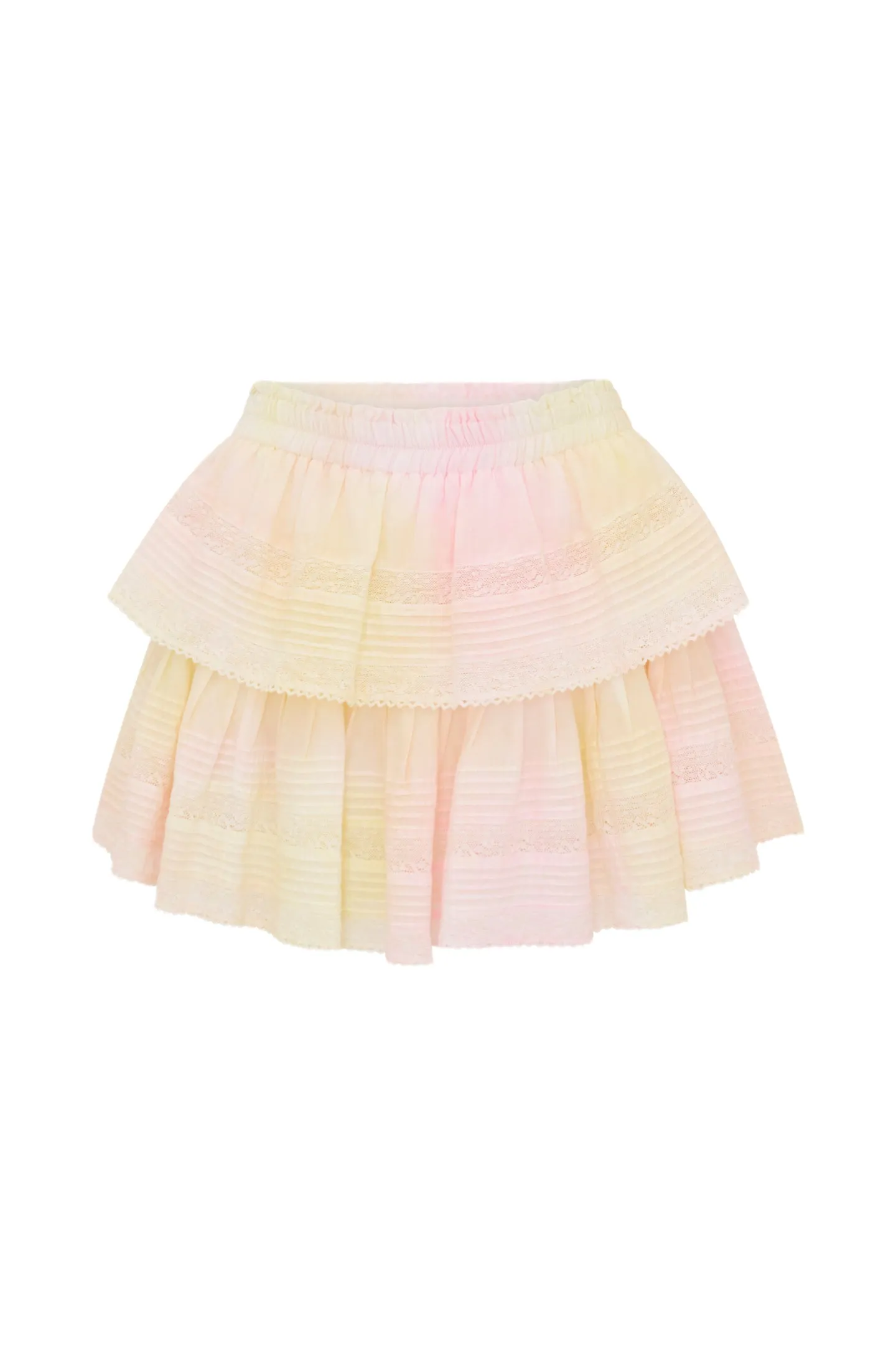 Ruffle Mini Tie-Dye Skirt sold by LoveShackFancy