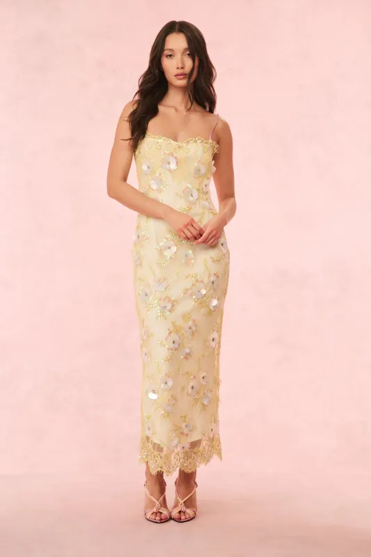 Emalia Embellished Lace Maxi Dress sold by LoveShackFancy