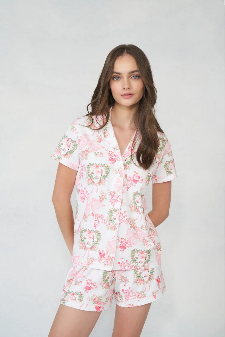 LoveShackFancy x Roller Rabbit Merry Monkey Beaux Polo Pajamas sold by LoveShackFancy