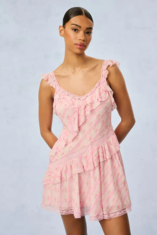 Serima Fragrance Print Mini Dress - STRAWBERRY MACAROON sold by LoveShackFancy