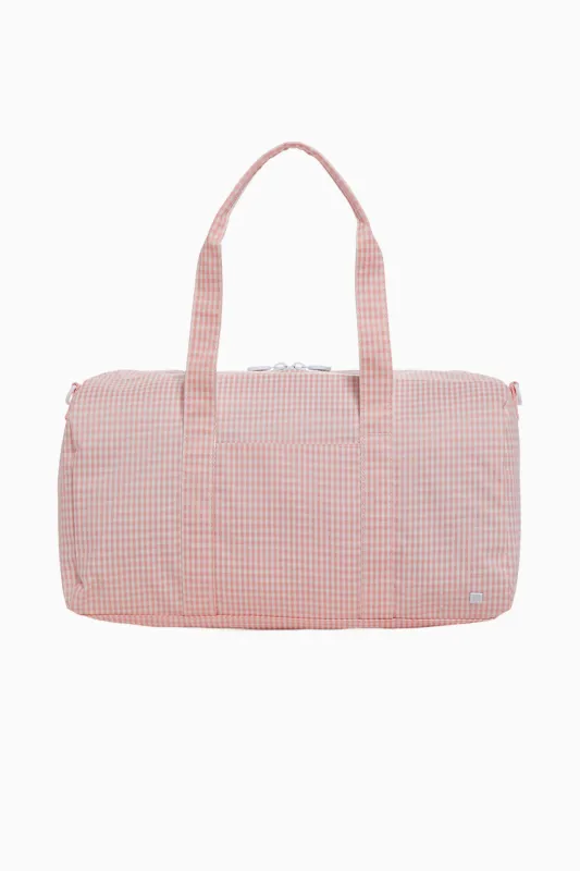 TRVL Gingham Taffy Weekender sold by LoveShackFancy