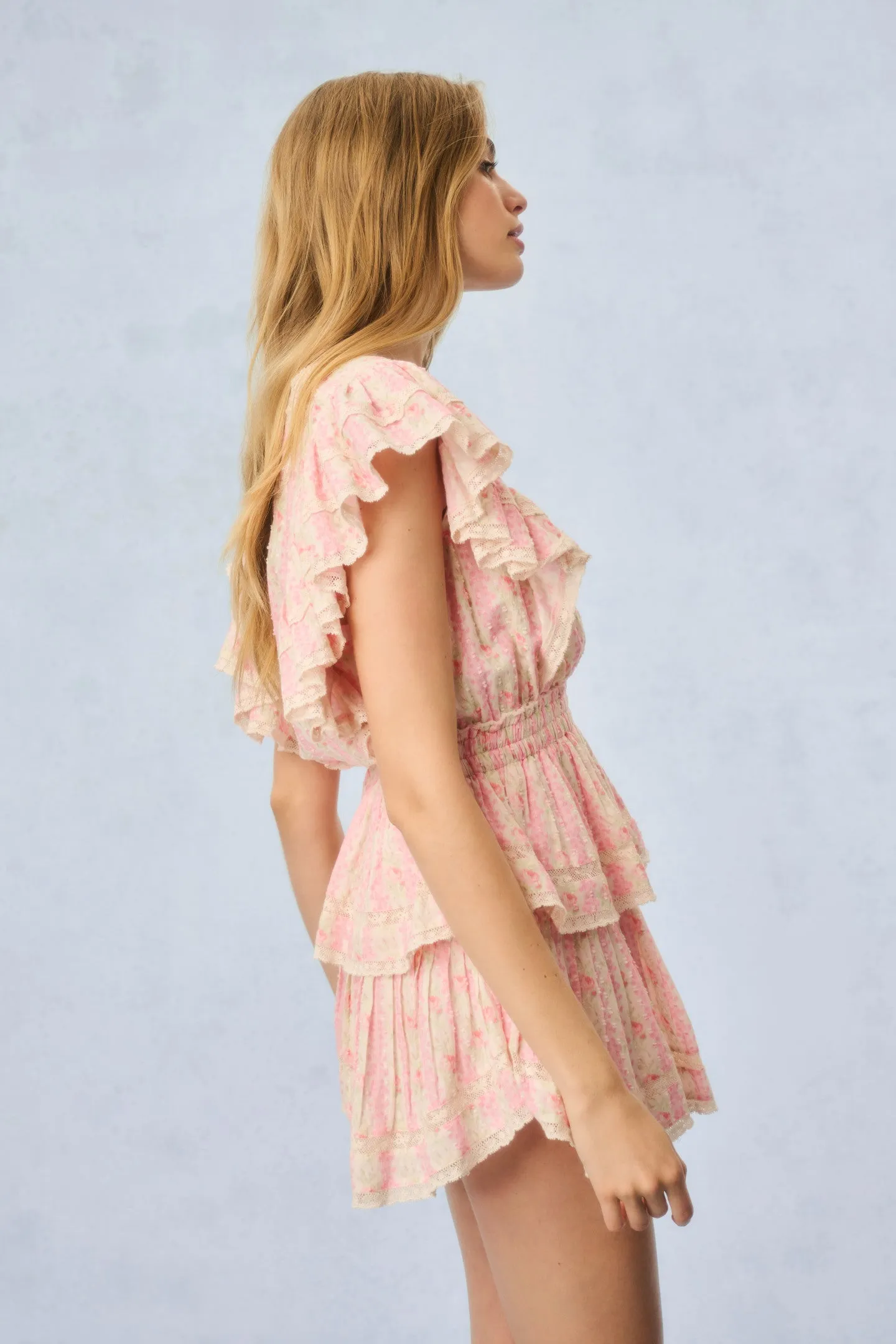 Gwen Fragrance Print Cotton Mini Dress - STRAWBERRY MACAROON sold by LoveShackFancy product image thumbnail 3