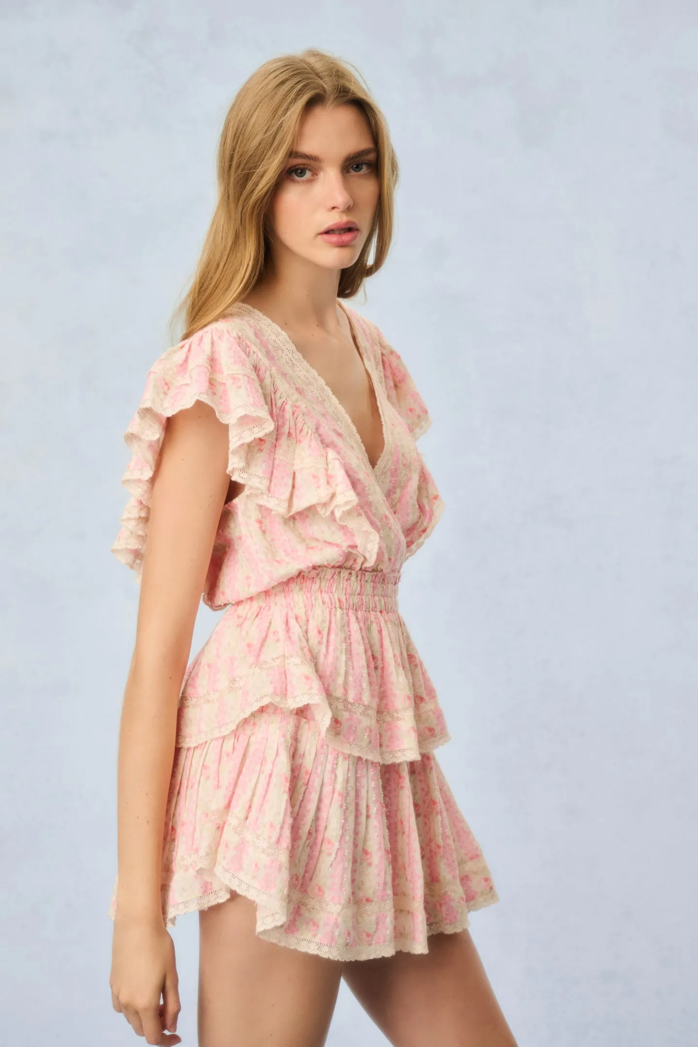 Gwen Fragrance Print Cotton Mini Dress - STRAWBERRY MACAROON sold by LoveShackFancy product image thumbnail 2