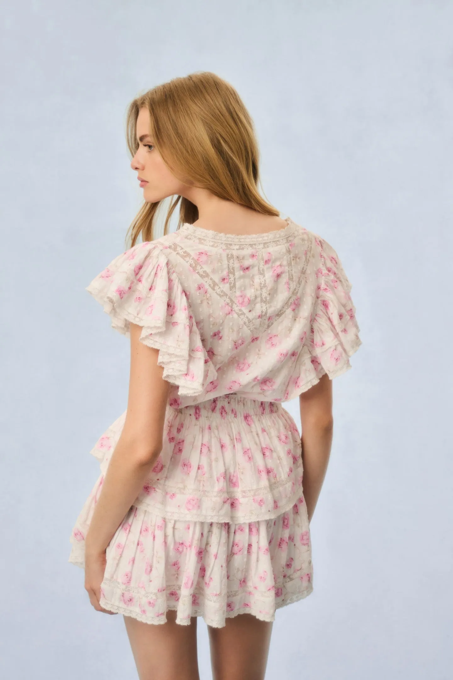 Gwen Fragrance Print Cotton Mini Dress - STERLING DUSK sold by LoveShackFancy product image thumbnail 5