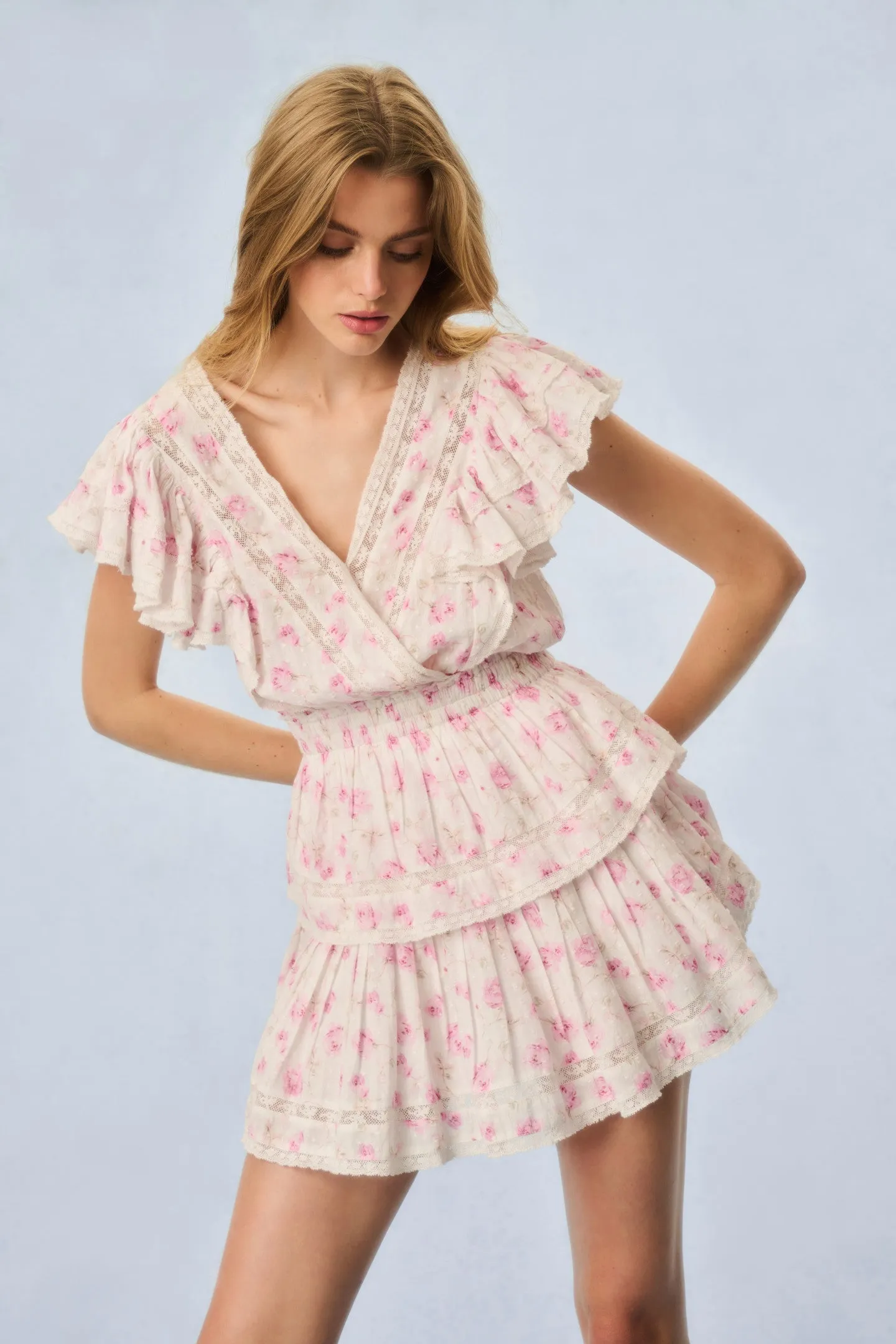 Gwen Fragrance Print Cotton Mini Dress - STERLING DUSK sold by LoveShackFancy product image thumbnail 3