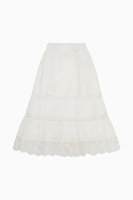 Girls Donella Cotton Lace-Trimmed Skirt - OPTIC WHITE made by LoveShackFancy