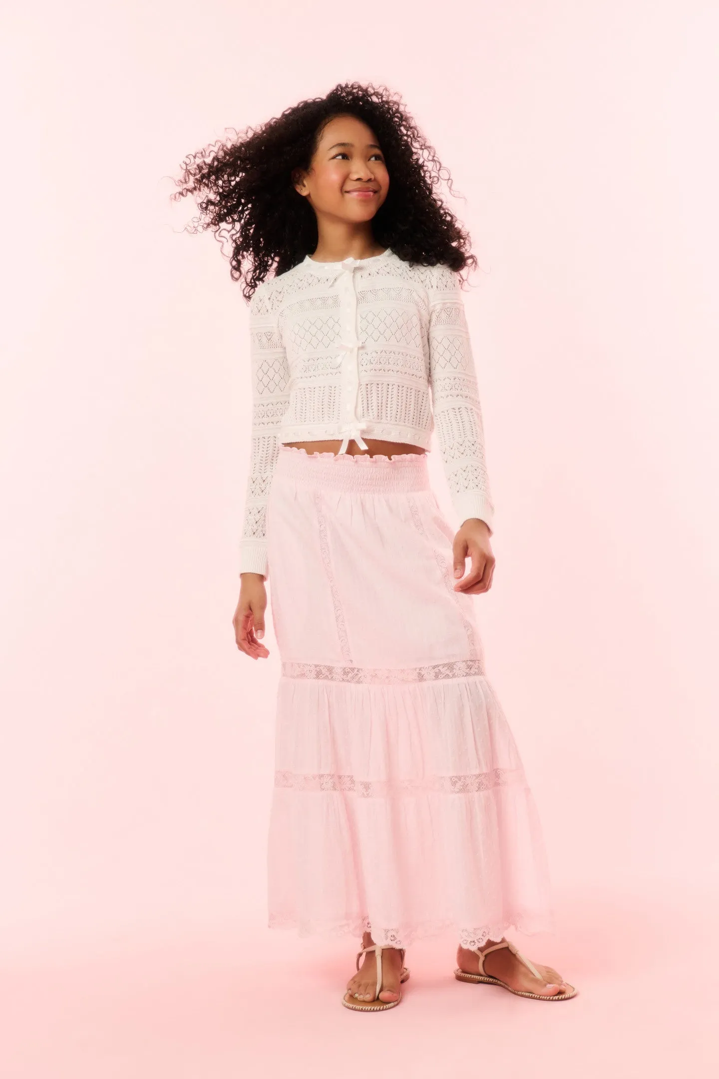 Girls Iriselle Woven Ribbon Cardigan sold by LoveShackFancy product image thumbnail 3