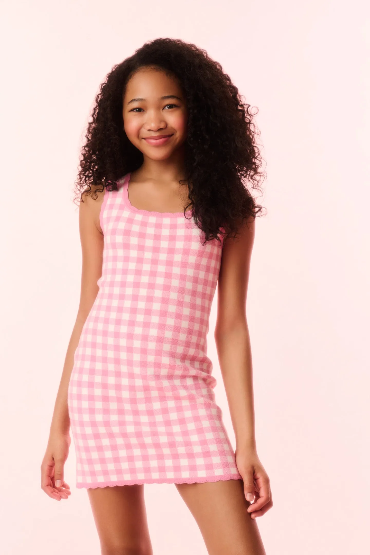Girls Sereia Checkered Knit Dress sold by LoveShackFancy