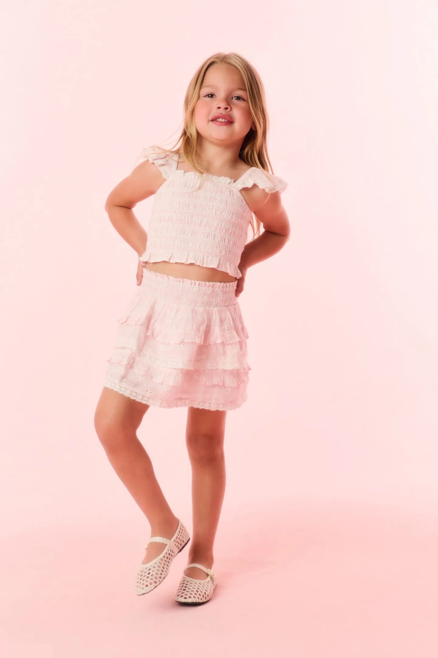 Girls Billie Eyelet Gingham Skirt sold by LoveShackFancy product image thumbnail 2