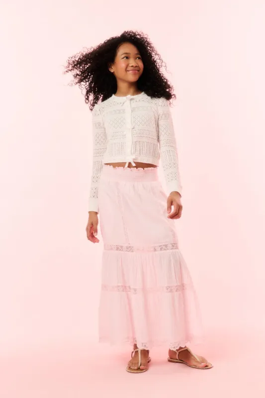 Girls Donella Cotton Lace-Trimmed Skirt made by LoveShackFancy