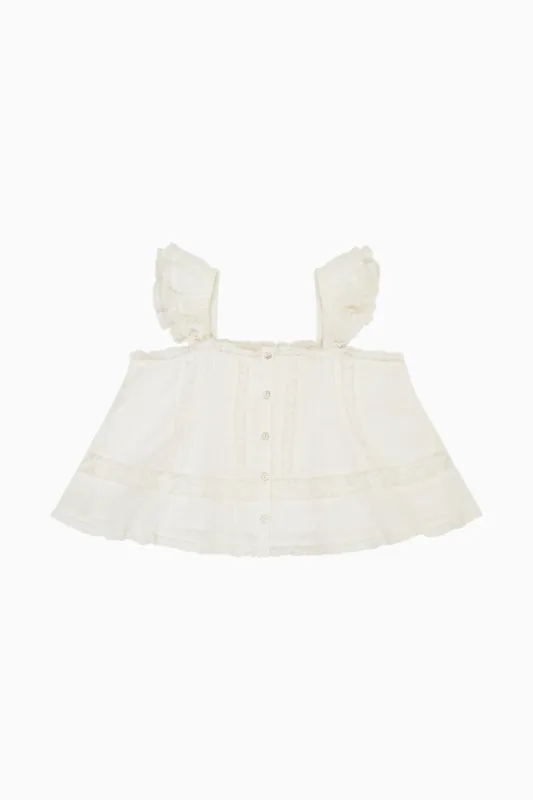 Girls Norabel Cotton Lace-Trimmed Top sold by LoveShackFancy