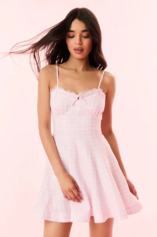 Shai Linen Gingham Mini Dress sold by LoveShackFancy
