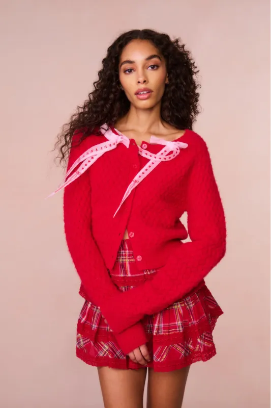 Cupid Bow Cardigan - CHERRY BOMB sold by LoveShackFancy