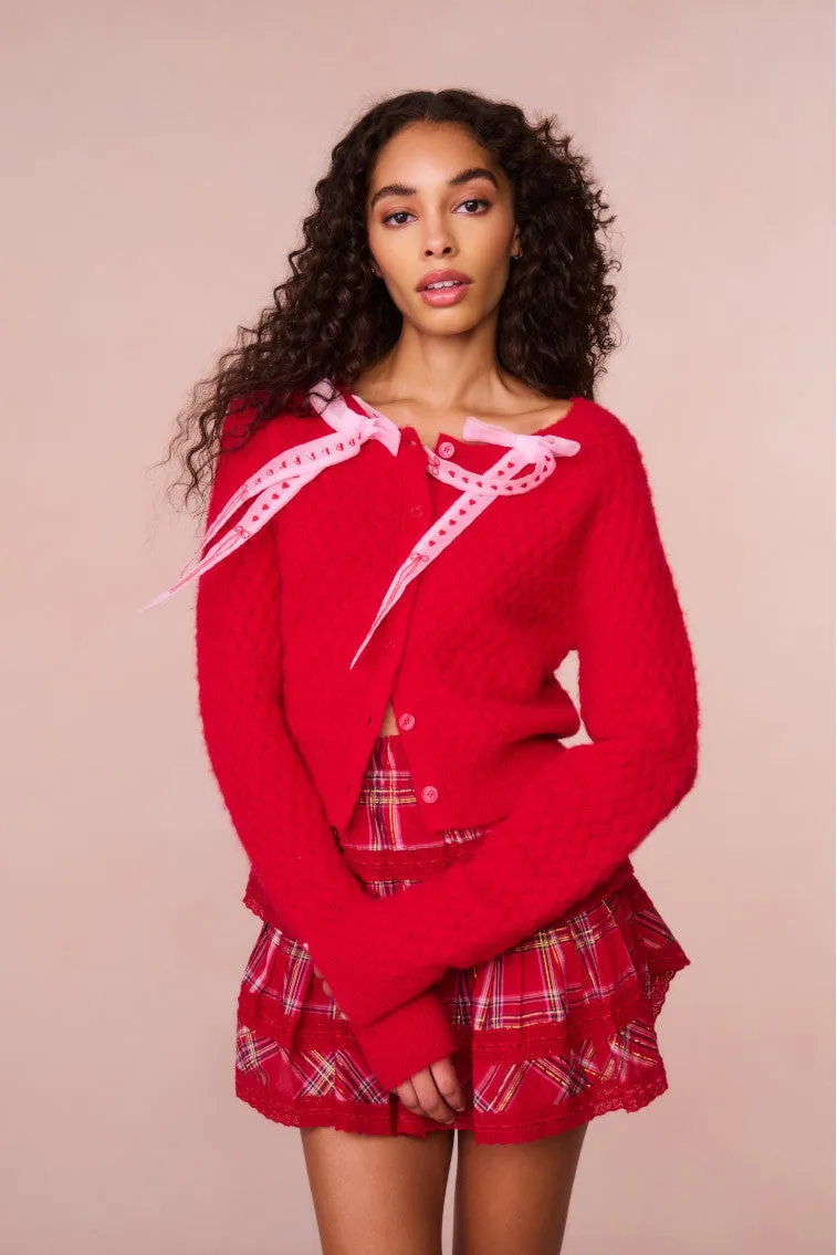 Cupid Bow Cardigan - CHERRY BOMB sold by LoveShackFancy