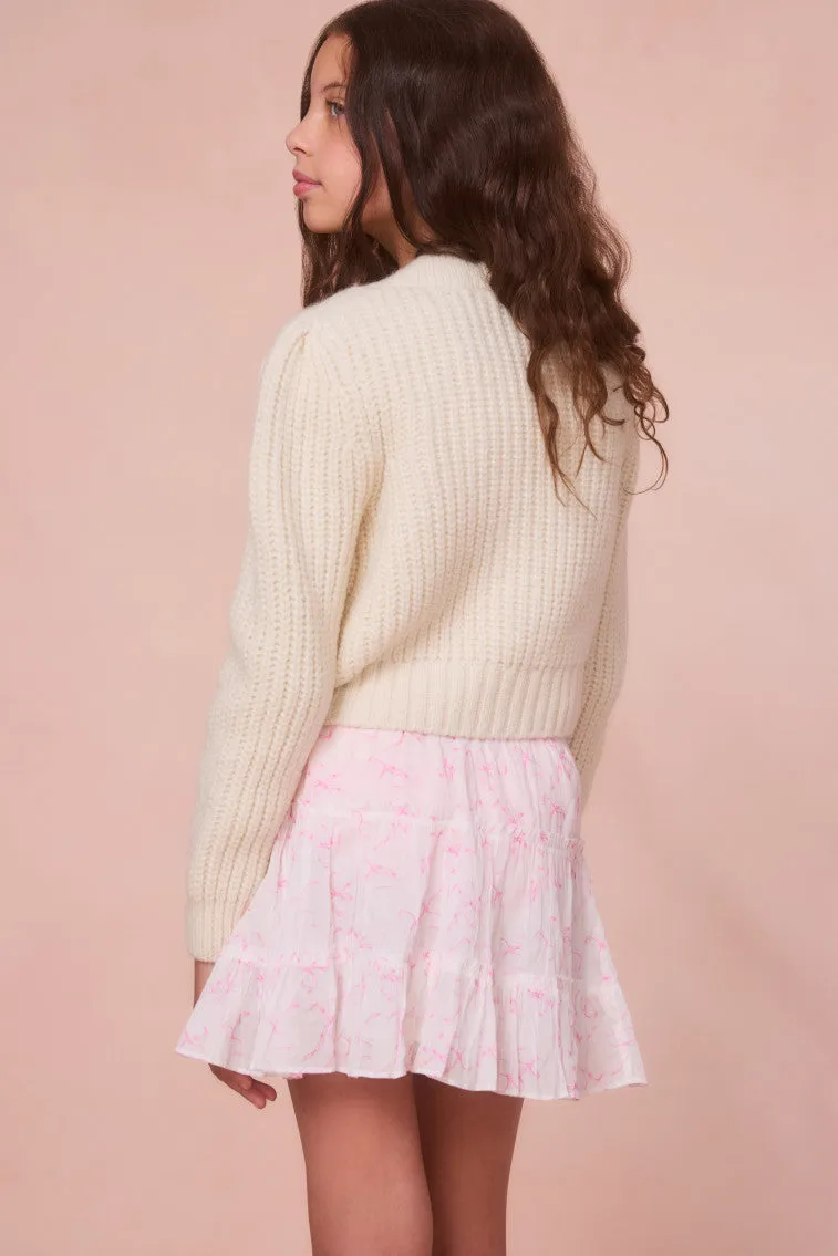 Girls Teisha Alpaca Bow Cardigan - SNOW sold by LoveShackFancy product image thumbnail 3