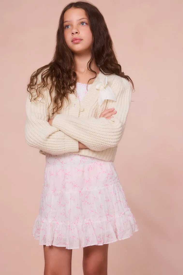 Girls Teisha Alpaca Bow Cardigan - SNOW sold by LoveShackFancy product image thumbnail 4