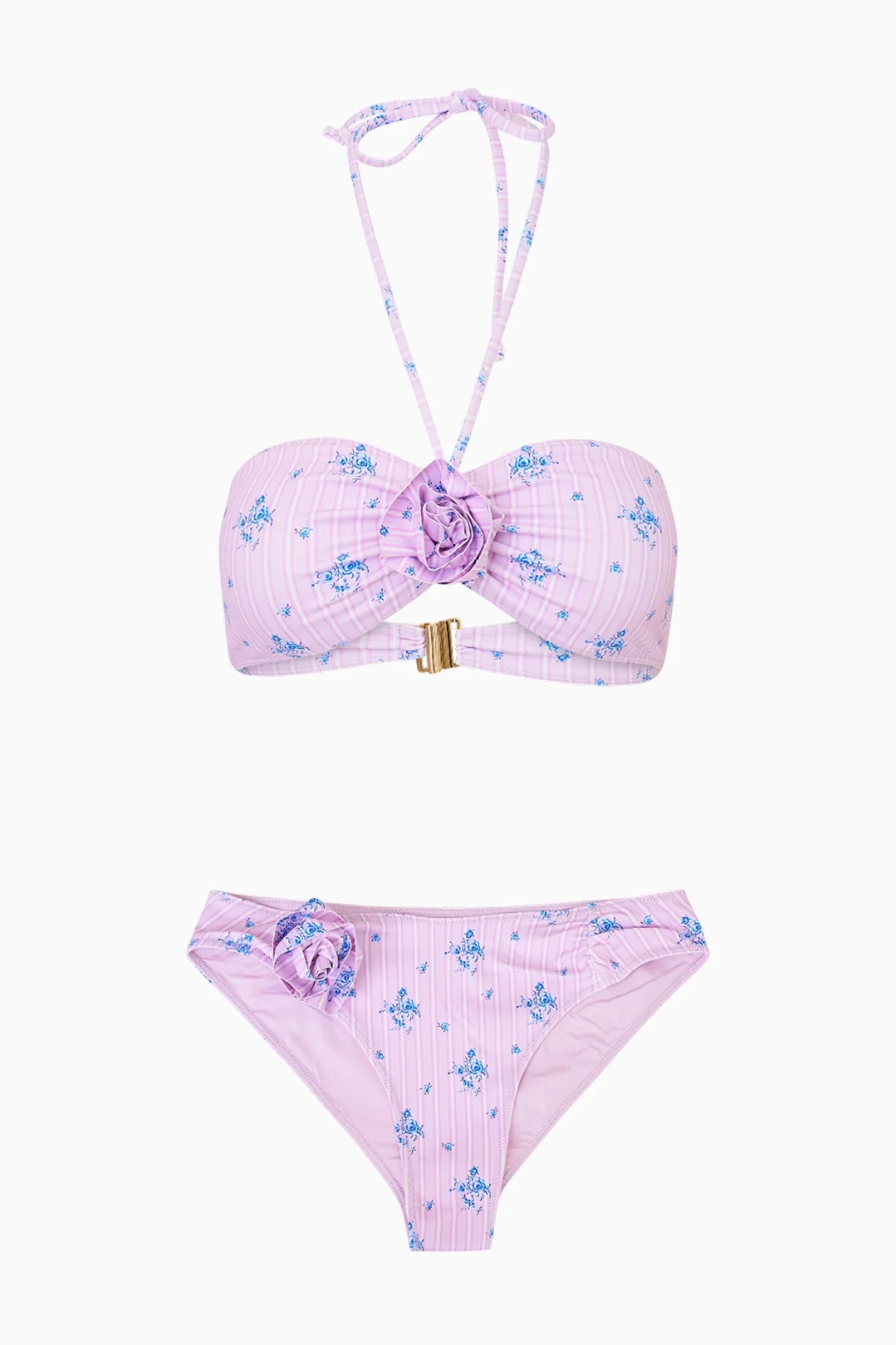 Candace Floral Striped Halter Bikini sold by LoveShackFancy product image thumbnail 5