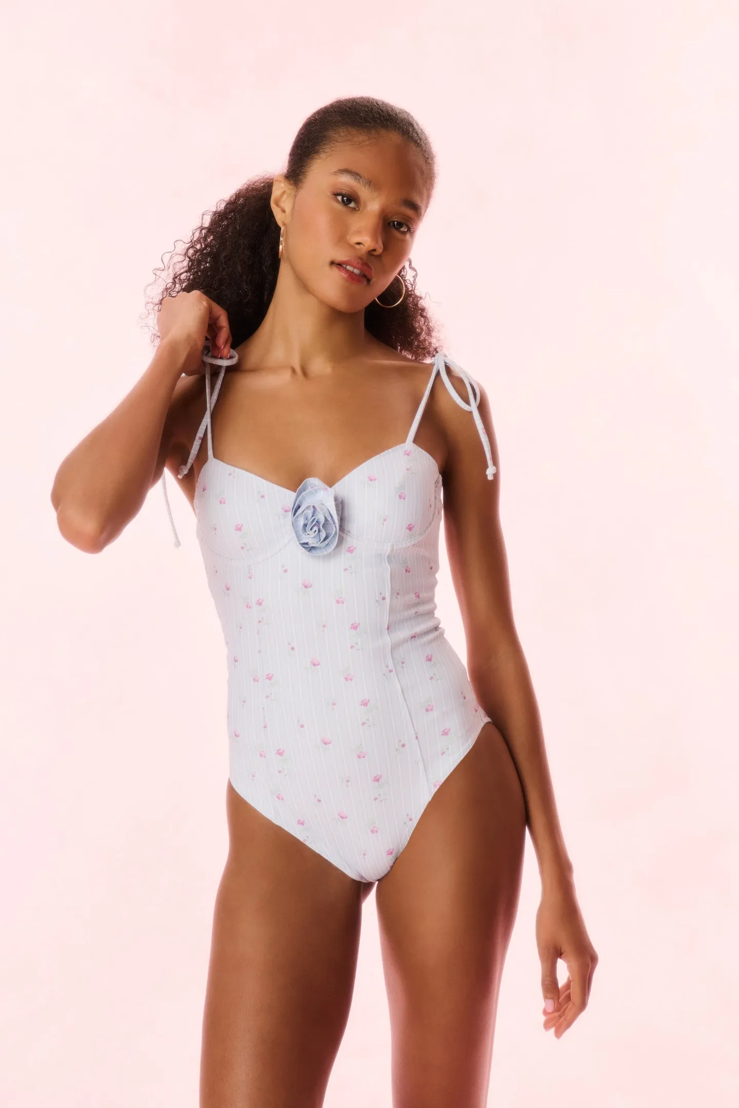 Chamomile Floral Striped One-Piece Swimsuit sold by LoveShackFancy product image thumbnail 2