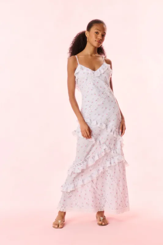 Nocelle Cotton Ruffle Maxi Dress sold by LoveShackFancy