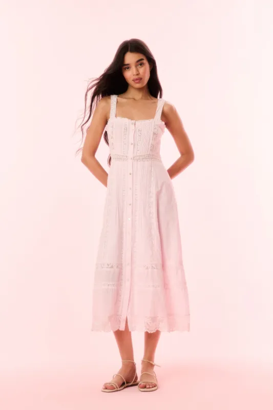 Judalon Cotton Midi Dress - BALLERINA PINK sold by LoveShackFancy