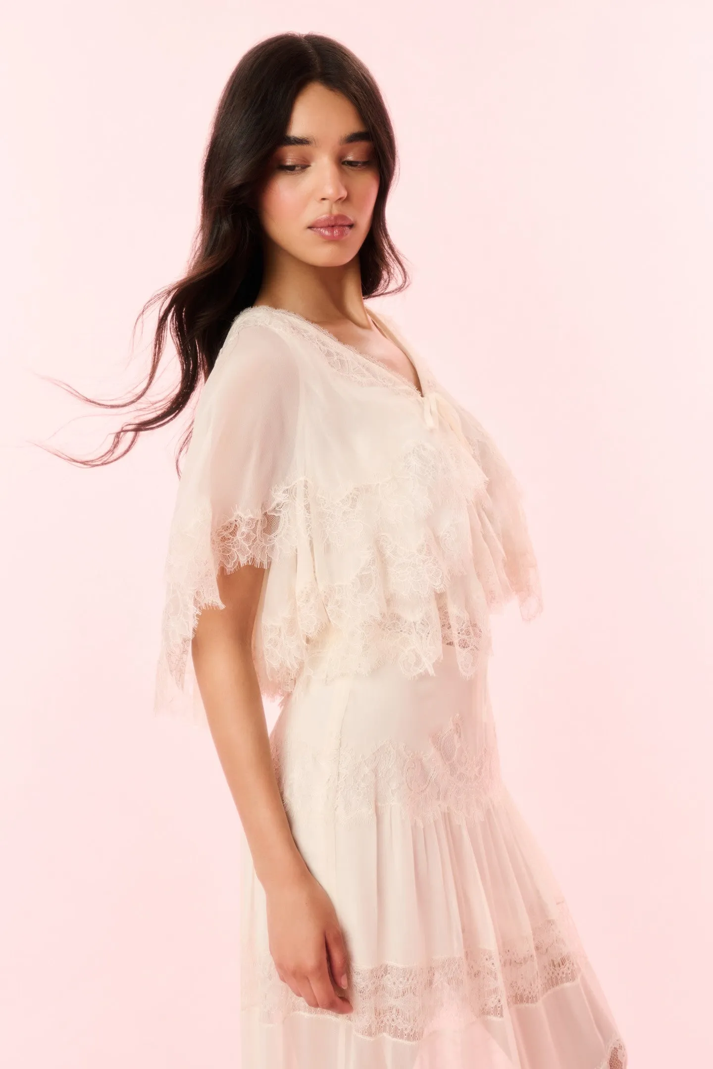 Thessia Silk Lace Top sold by LoveShackFancy product image thumbnail 3