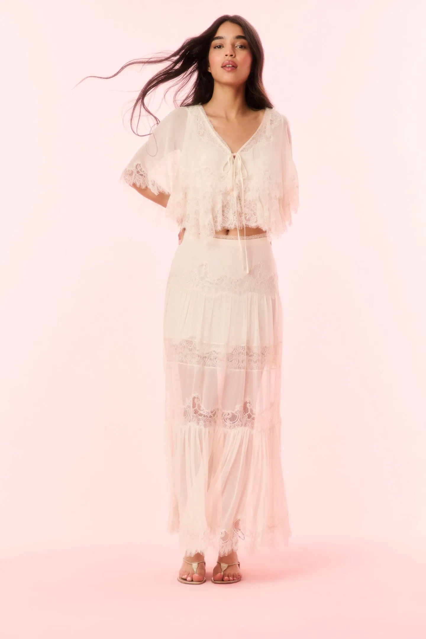 Thessia Silk Lace Top sold by LoveShackFancy product image thumbnail 4